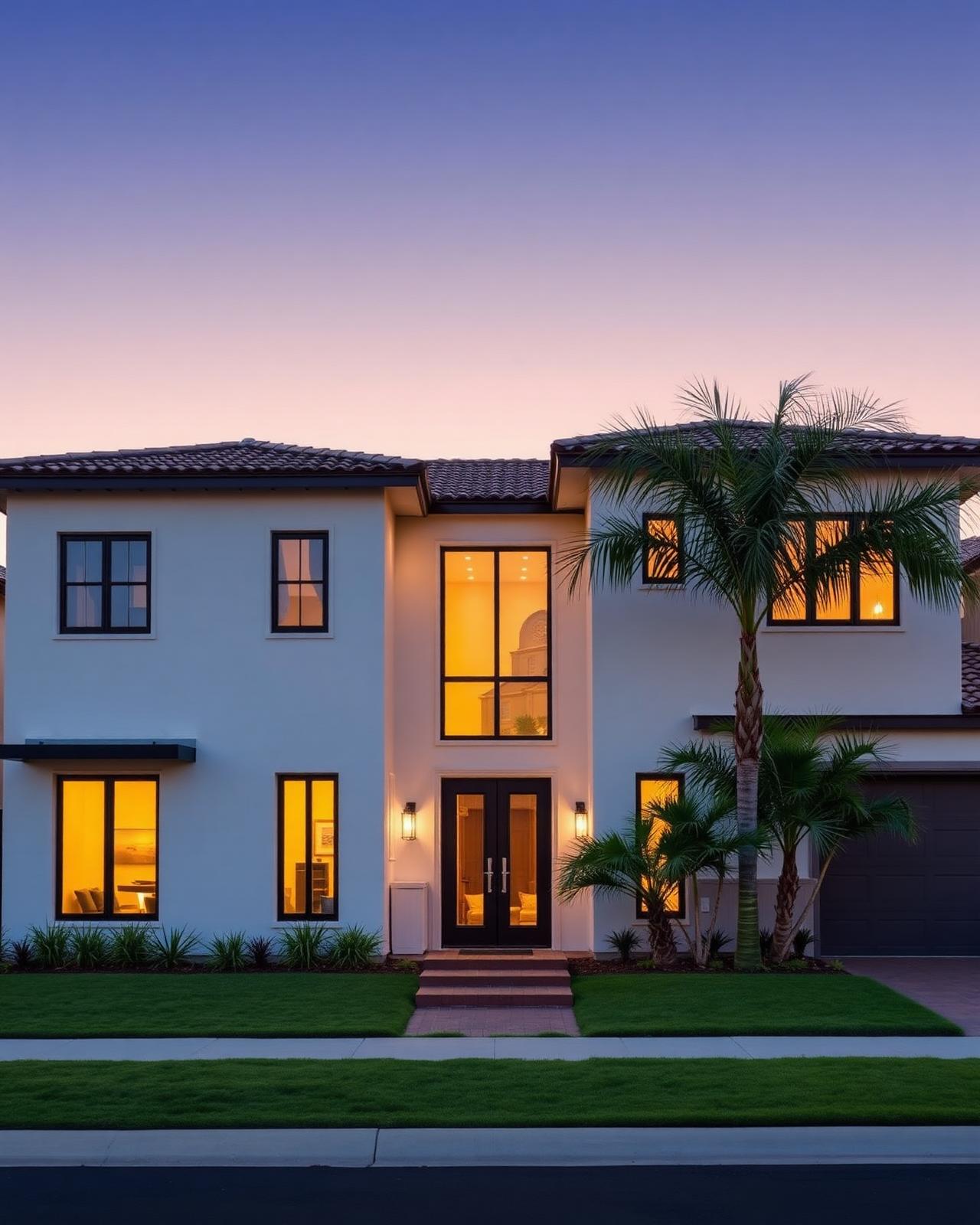 Luxury La Mirada home at sunset served by Orange HVAC